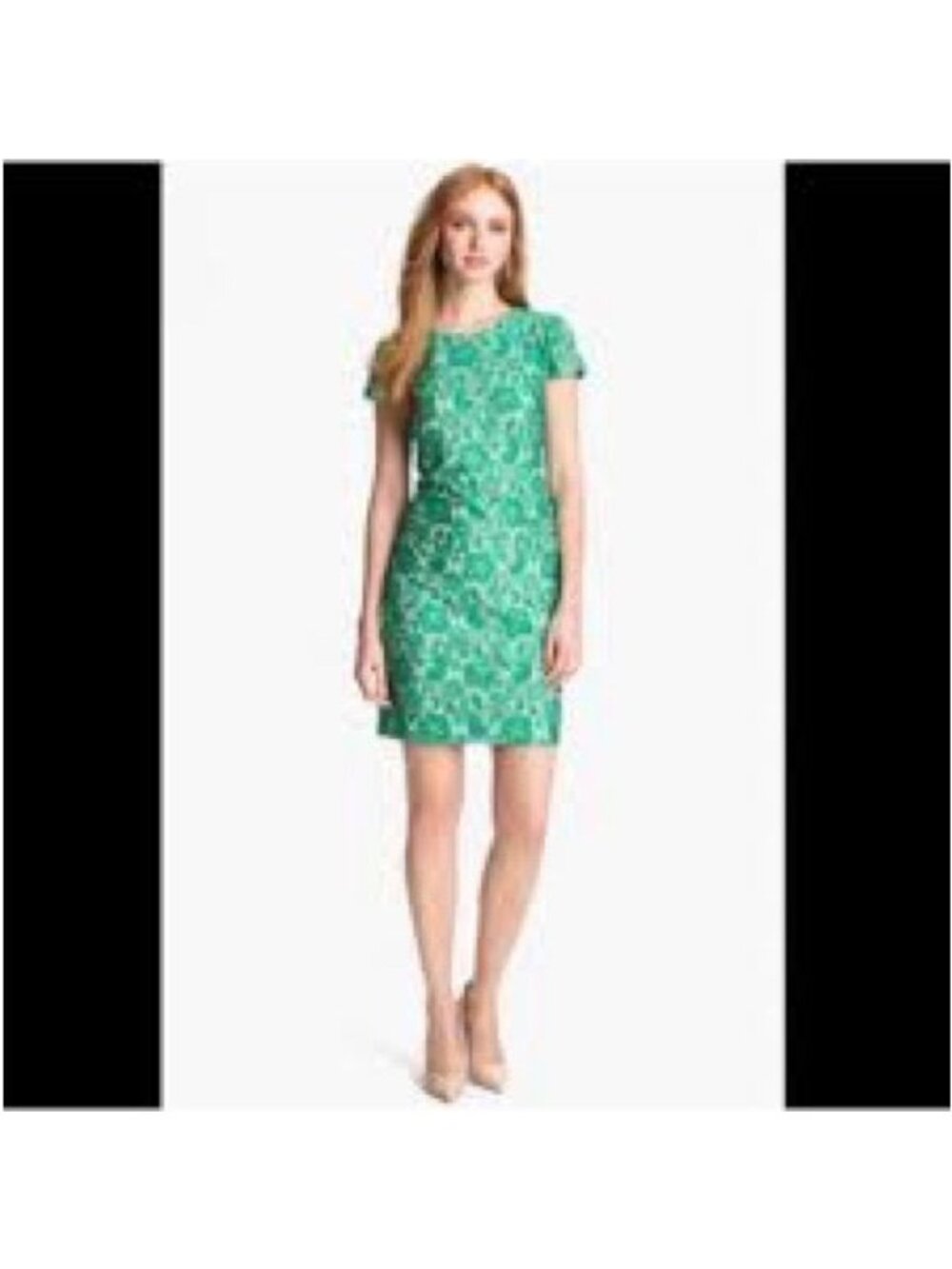 Ivy & Blu Nordstrom Emerald Green Lace Shift Dress Cap Sleeves Size 10